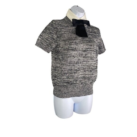 Kate Spade New York Womens Pullover Sweater Gray Marled Detachable Collar Bow S - Picture 4 of 9